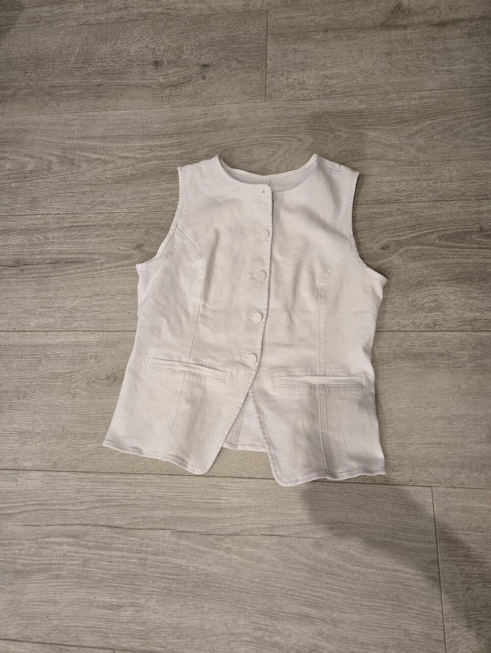 Classic White Sleeveless Button-Front Top